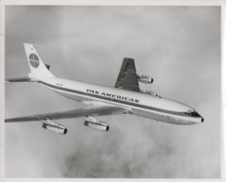 Large Vintage Photo - Pan American B707 N707pa In - Flight