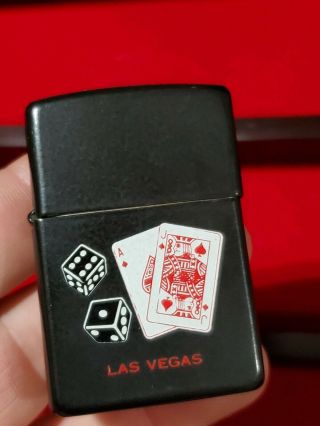 Vintage Zippo Lighter Vegas Poker 21 Black Jack Dice Cards Roulette Gambling