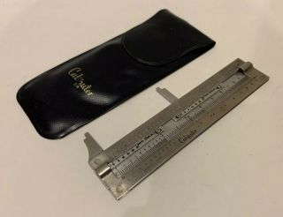 Vintage Caliputer 4” Stainless Steel Pocket Slide Caliper With Case