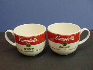 Vtg 2008 Campbells Large Soup Bowl / Mug Cup X 2 W/handles