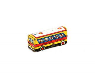 Vintage Tin Toy Tiny Yellow Coach Bus Cracker Jack Unique Art Lincoln Tunnel