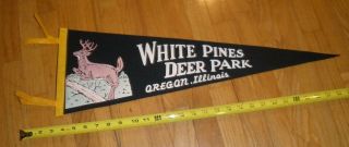 White Pines Deer Park Oregon,  Illinois Pennant Vintage Large Felt