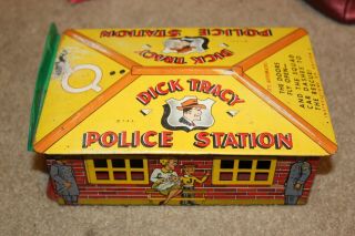 Vintage Marx Dick Tracy Police Station Tin Litho Metal Toy