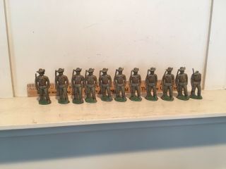 10 Vintage Hollow Lead Toy Soldiers 2 1/4 " Spanish American War Paint