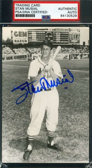 Stan Musial Psa Dna Autograph Photo Postcard Authentic Hand Signed
