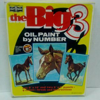 Vintage Playful Colts Baby Horses Big 3 Oil Paint By Number Craft House