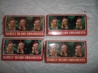 Vintage Barely Bears Christmas Ornaments 12 Total