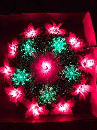 Vintage 16 Light Silk Poinsettia Christmas Tree Topper