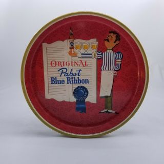 Vintage Pabst Blue Ribbon Pbr Beer 13 " Metal Bar Serving Tray P - 412