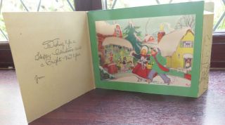 Pretty Art Deco Vintage Christmas Card Street Scene Crinolines 3d Effect Brent