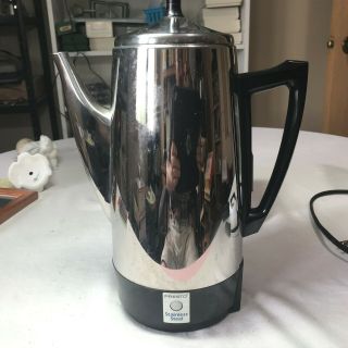 Vintage Presto Stainless Steel 12 Cup Coffee Pot Percolator Maker Model 0281105