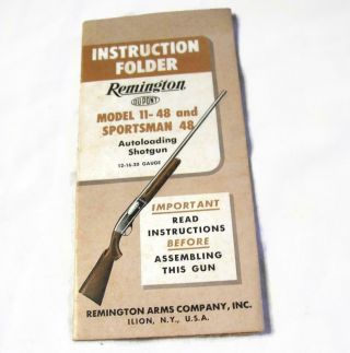 Vintage Remington Sportsman 11 - 48 And 48 Autoloading Shotgun Instruction Folder