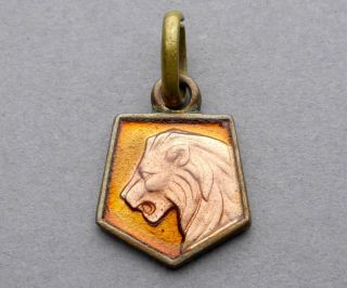 Astrological,  Lion.  Leo.  Zodiac Sign.  Vintage Enamel Pendant.  French Medal.