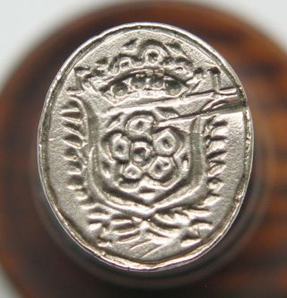 19th Century Antique Wax Seal Coat Of Arms Flower Polish Poraj ? Europe