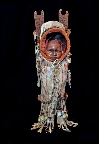 Authentic Antique Native American Model Cradle Board And Doll; Circa 1880 - 1910