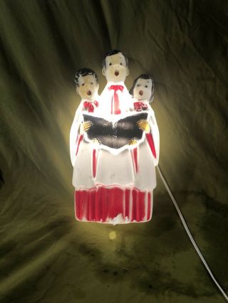 Vintage Empire Three Choir Singers Blow Mold Carolers Lighted Christmas 14 "