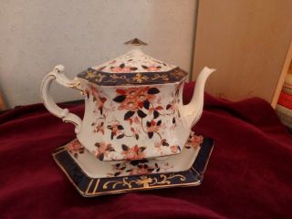 Vigilant Gorgeous English Vintage China 2 Pint Tea Pot On Tea Pot Stand