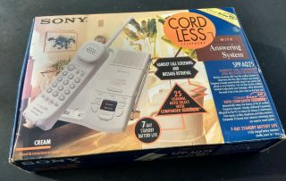 Sony Spp - Aq25 Cordless Telephone With Answering Machine Cream Vintage