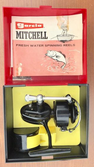 Garcia Mitchell 308 Vintage Ultra Light Spinning Reel W/ Box Extra Spool Packing