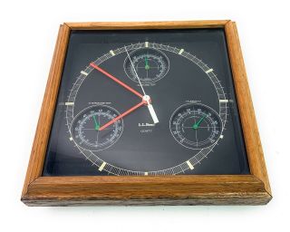 Vtg Ll Bean Weather Station Clock Barometer Hygrometer Vintage Retro Analog