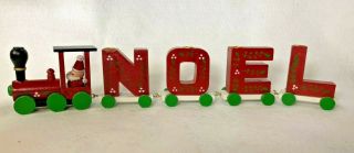 Vintage Colonial Candle Of Cape Cod Wooden " Noel " Christmas Train Candle Holder
