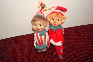 2 Vintage Christmas Knee Hugger Pixie Elves Japan