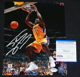 Shaq Shaquille O’neal Signed La Lakers Dunk 8x10 Photo,  Psa Ah62638