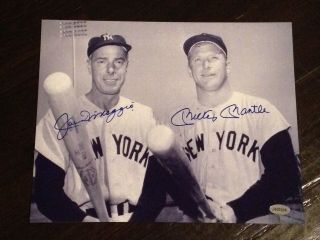 Mickey Mantle / Joe Dimaggio Signed 8x10 Photo.  Certified With