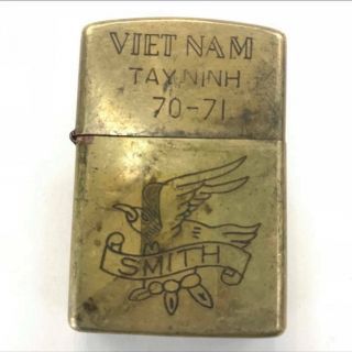 Vintage Brass Zippo Vietnam War Era Tay Ninh 1970 1971 Arvn Viet - Nam Lighter