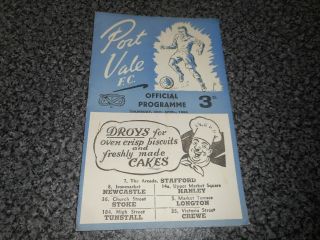 Port Vale V Grimsby Town 1952/3 April 30th Vintage Post