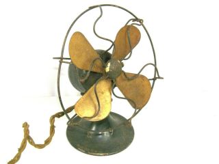 Antique Ge General Electric Series F 6 " Wall Mount Or Table Top Brass Blade Fan