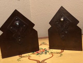 Exceptional Arts & Crafts Copper Bookends Hand Hammered Unsigned Nr