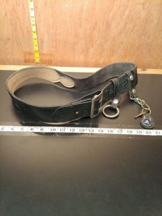 Vintage S&w Black Leather Basketweave Police Duty Belt Size 38 (bin79)