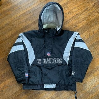 Vintage 90s Starter Pro Line Oakland Raiders Pullover Jacket Men’s Size Small S