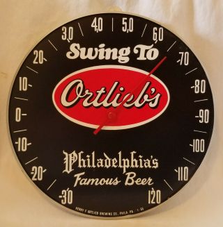 Vintage Ortliebs Beer Advertising Thermometer Sign Execellent