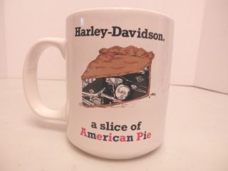 Vintage 1990 Harley Davidson Ceramic Coffee Mug/cup A Slice Of American Pie - Vgc