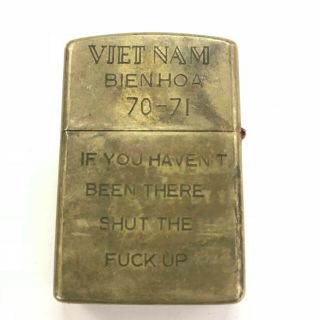 Vintage Brass Zippo Vietnam War Era Bien Hoa 1970 1971 Arvn Viet - Nam Lighter