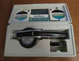 Vintage Dymo 1570 Chrome Labelmaker Kit W/ Embossing Wheels,  Tape & Case
