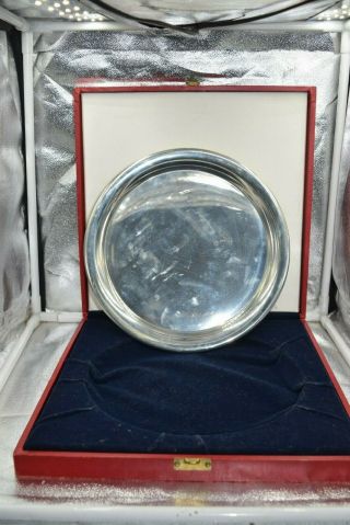 Cartier Silver Plate Serving Tray 11 " Diameter With Box