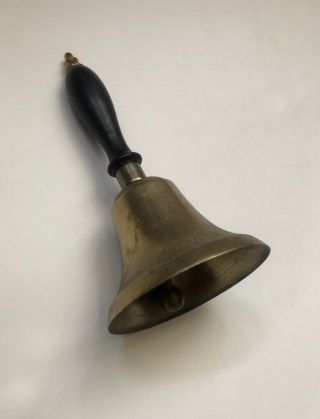 Vintage Solid Brass Bell with Wood Handle 8” School Ship Dinner Bell 3