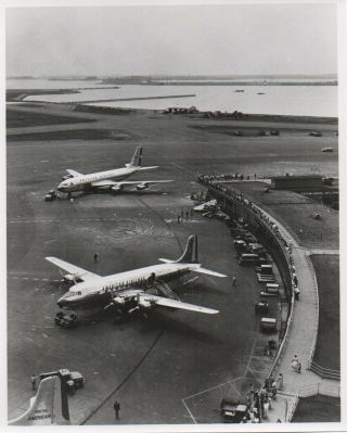 Large Vintage Photo - American Airlines Dc - 6 & B707 At Boston