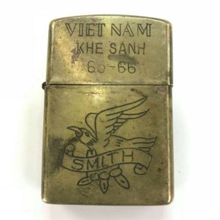 Vintage Brass Zippo Vietnam War Era Khe Sanh 1965 1966 Arvn Viet - Nam Lighter