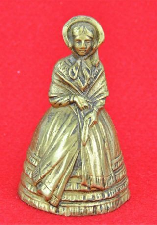 Antique Brass / Bronze Bell,  Lady Figurine.  4 " Tall.  Made In Belg (bi МК/180907)