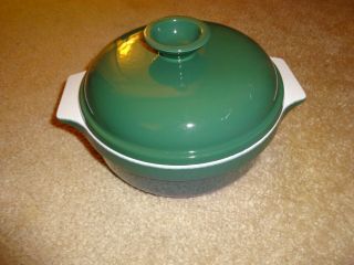 Vintage Emile Henry Dutch Oven Casserole Round With Lid 11” Round Green