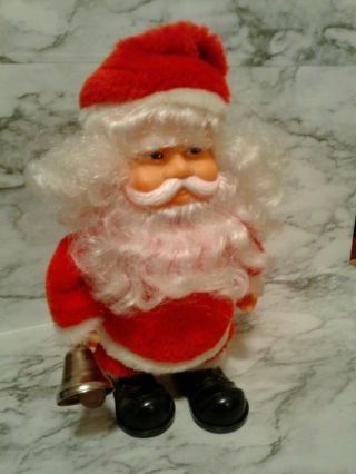Vintage 1970s SANTA CLAUS Walking Musical Toy Battery Operated 9.  5 