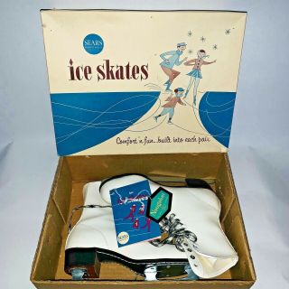 Vintage Ladies Sears Ice Skates Figure Skates White Womens Us Size 7