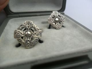 Vintage Jewellery Silver Celtic Type Iona ? Cufflinks Boxed