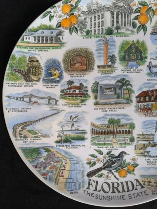 Vintage Multicolor Florida Sunshine State Souvenir Plate - pre Disney 10 