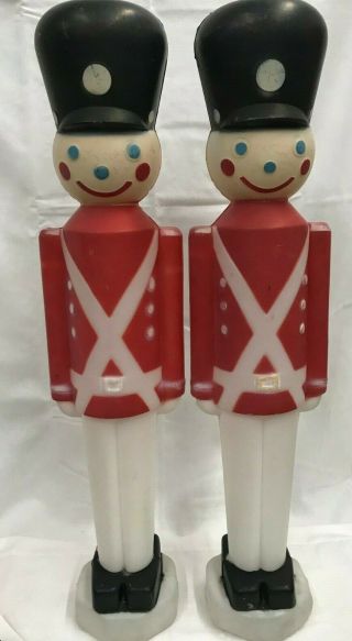 Pair Vintage Empire Toy Soldiers Nutcracker Christmas Blow Mold Yard Decor 31 "
