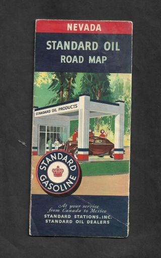 1938 Standard Oil Nevada Road Map W/special San Fransico Exposition Feature